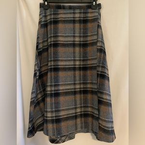 Wool Skirt Gray and Orange A-Line Small